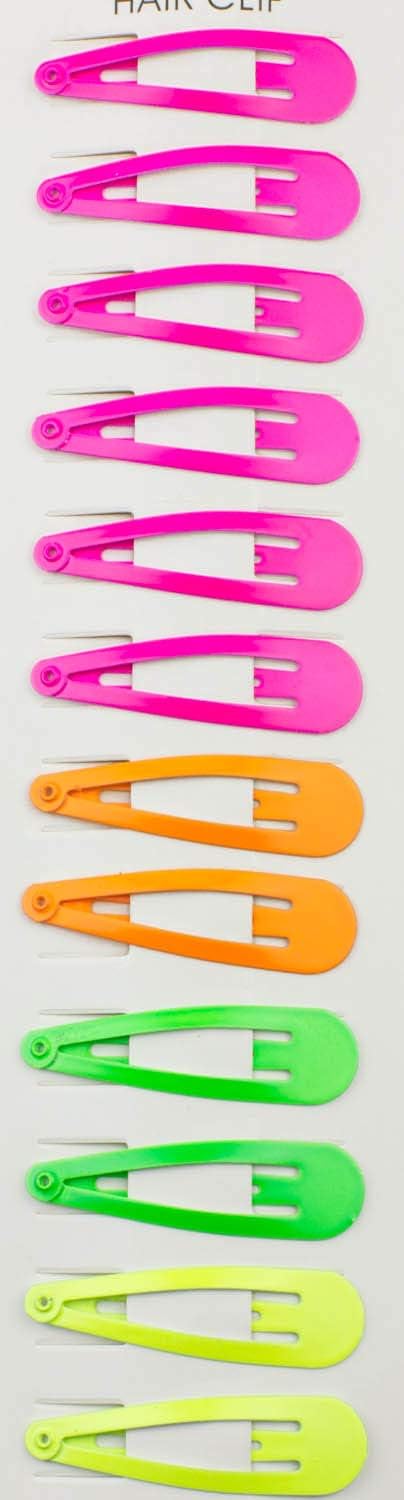 12 pcs Plain Snap Hair Clip Slider