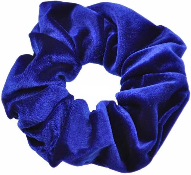 Large Royal Blue Velvet Scrunchie Soft Smooth Premium Hair Tie Ponytail Band for Women Girls Thick Hair Retro Style