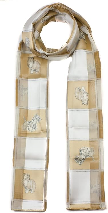 Soft silky dog print check Scarf