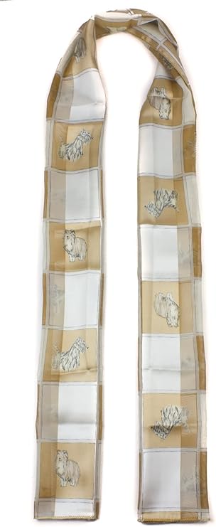Soft silky dog print check Scarf