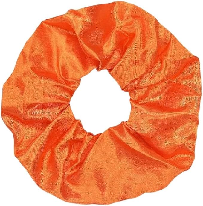 Orange Satin Hair Scrunchie Soft Silky Ponytail Hair Tie Traceless No Crease Hair Bobble for Women Girls Daily Use