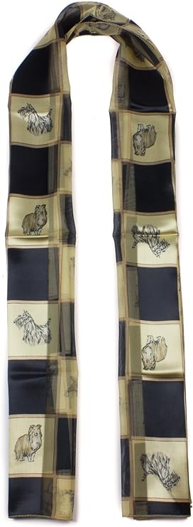 Soft silky dog print check Scarf