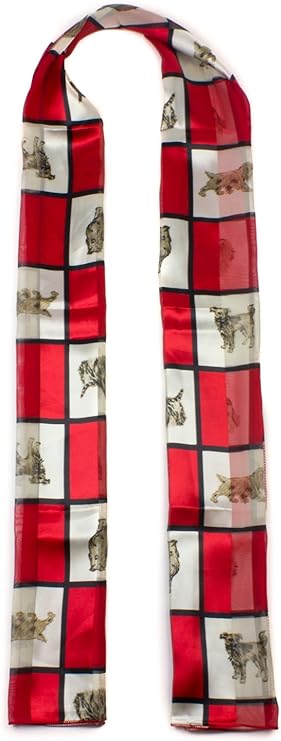 Soft silky dog print check Scarf