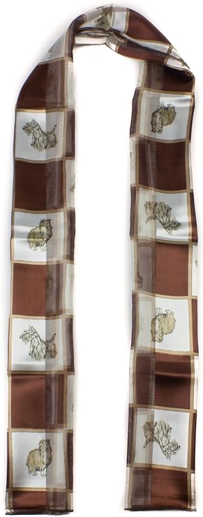 Soft silky dog print check Scarf