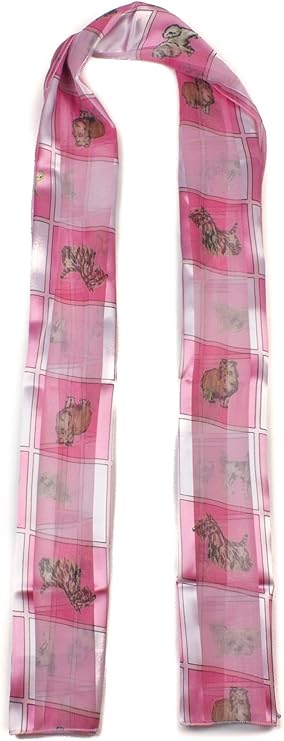 Soft silky dog print check Scarf