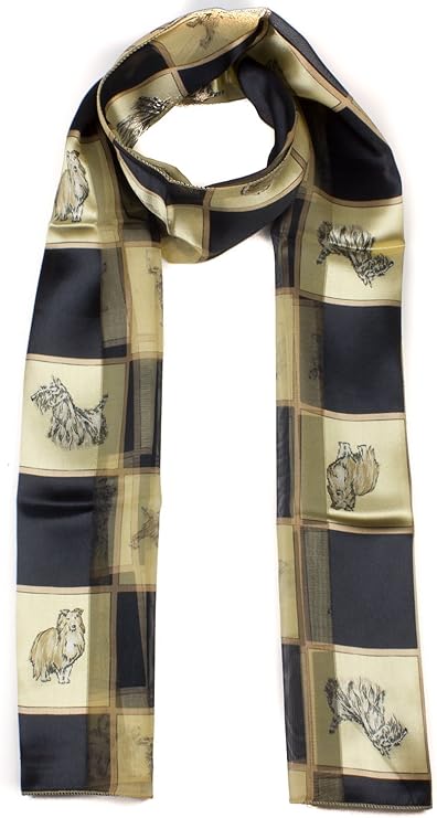 Soft silky dog print check Scarf