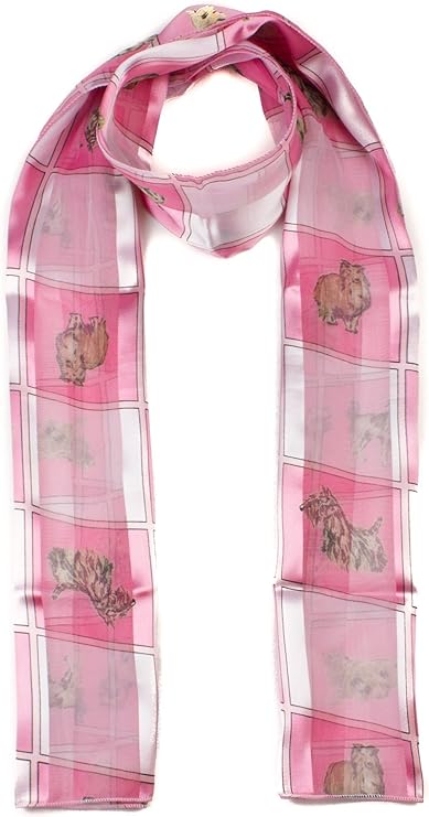 Soft silky dog print check Scarf