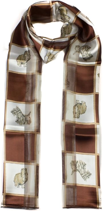 Soft silky dog print check Scarf