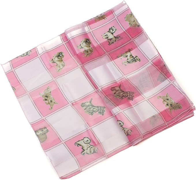 Soft silky dog print check Scarf