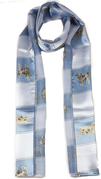 Soft silky dog print check Scarf