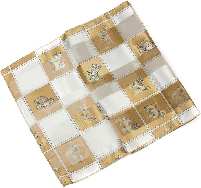 Soft silky dog print check Scarf