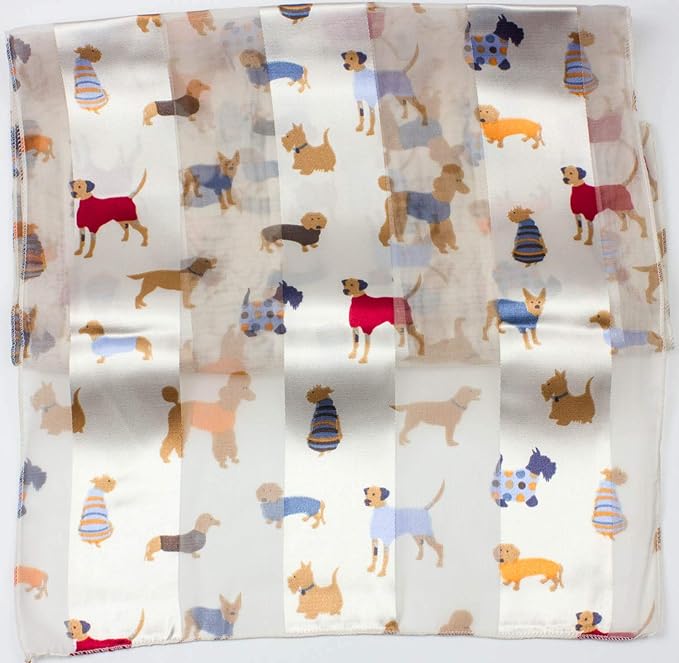 dog print striped scarf