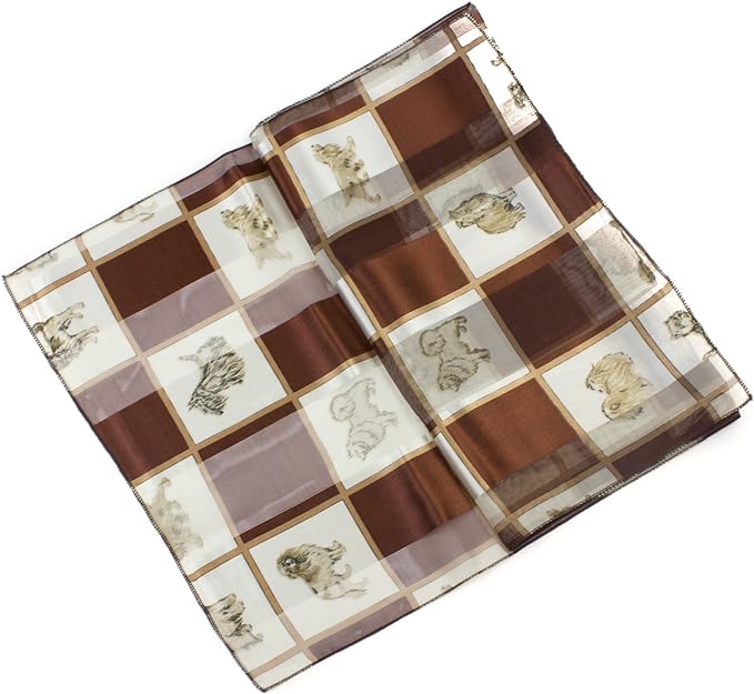 Soft silky dog print check Scarf