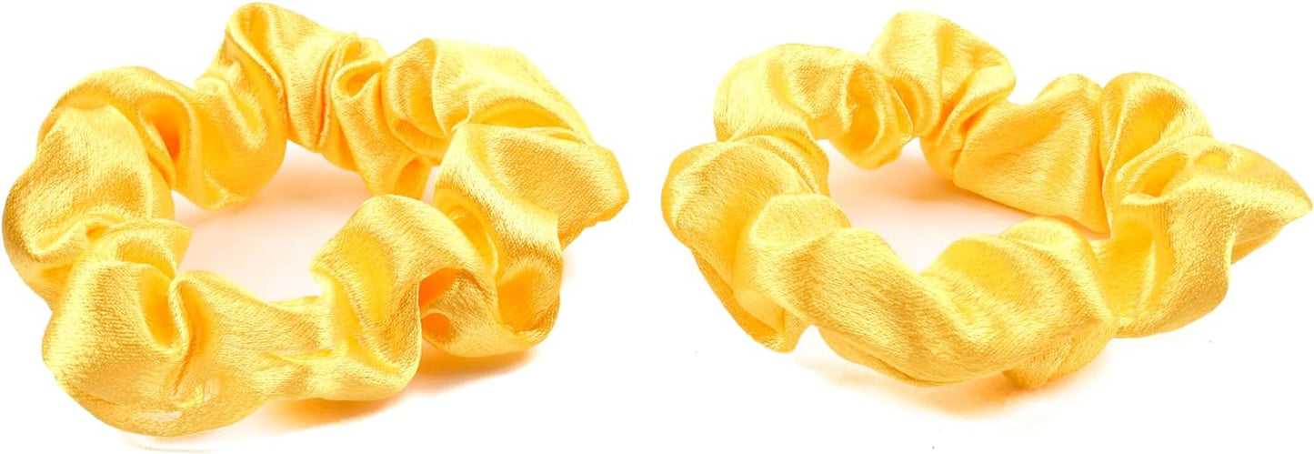 2 pcs Small plain satin hair scrunchies
