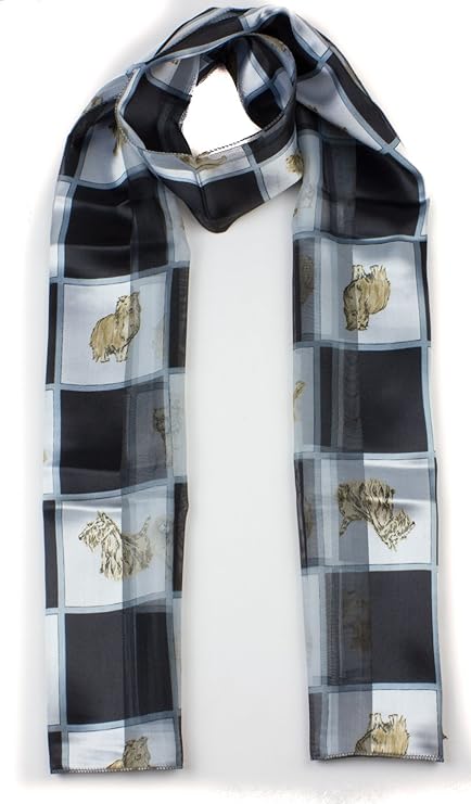 Soft silky dog print check Scarf