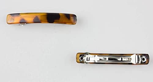 Small Slim French Barrette Hair Clips Rectangle Slide for Women Girls Thin Hair (Tortoise Shell) (Pack of 2)