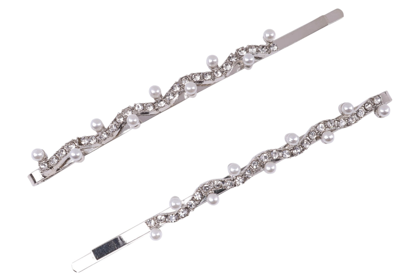 2 pcs Rhinestone slim metal bobby pins