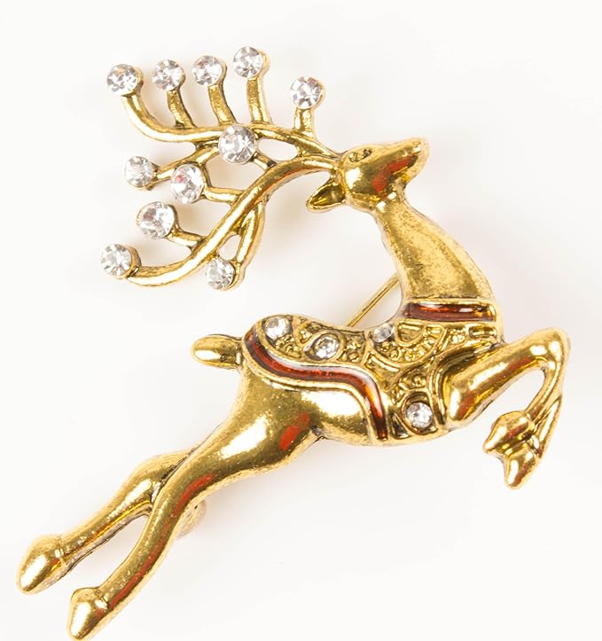 Golden Glimmer Reindeer Brooch and Lapel Pins