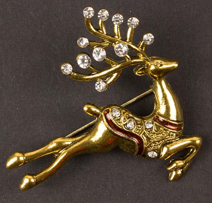 Golden Glimmer Reindeer Brooch and Lapel Pins