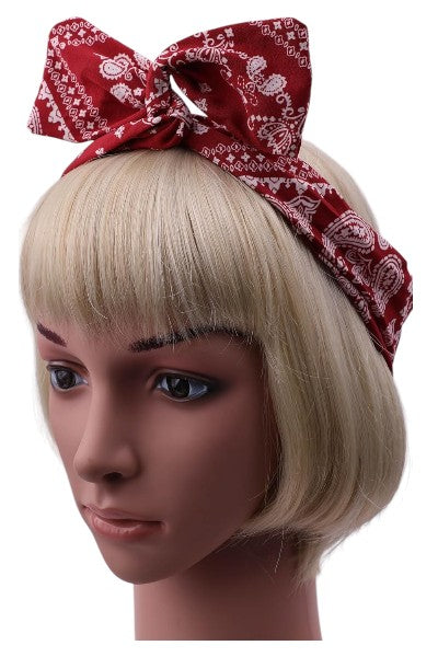Paisley bandana printed bow knotted headband