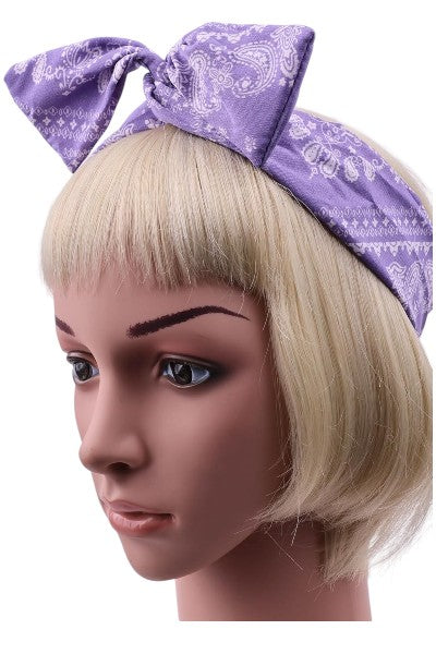 Paisley bandana printed bow knotted headband