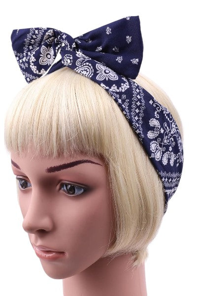 Paisley bandana printed bow knotted headband
