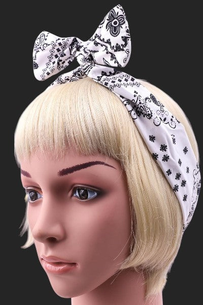 Paisley bandana printed bow knotted headband