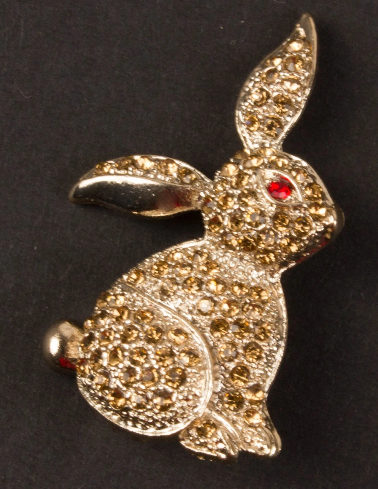 Cute Little Tiny rabbit Brooch with crystal clear stone