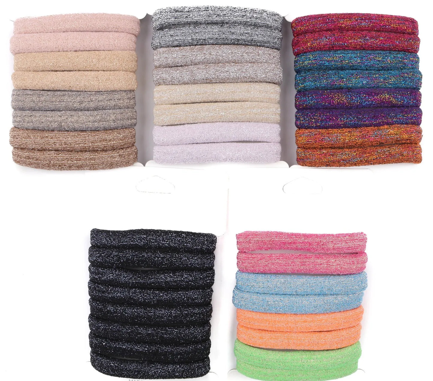 set of 8 glitter large jersey elastic