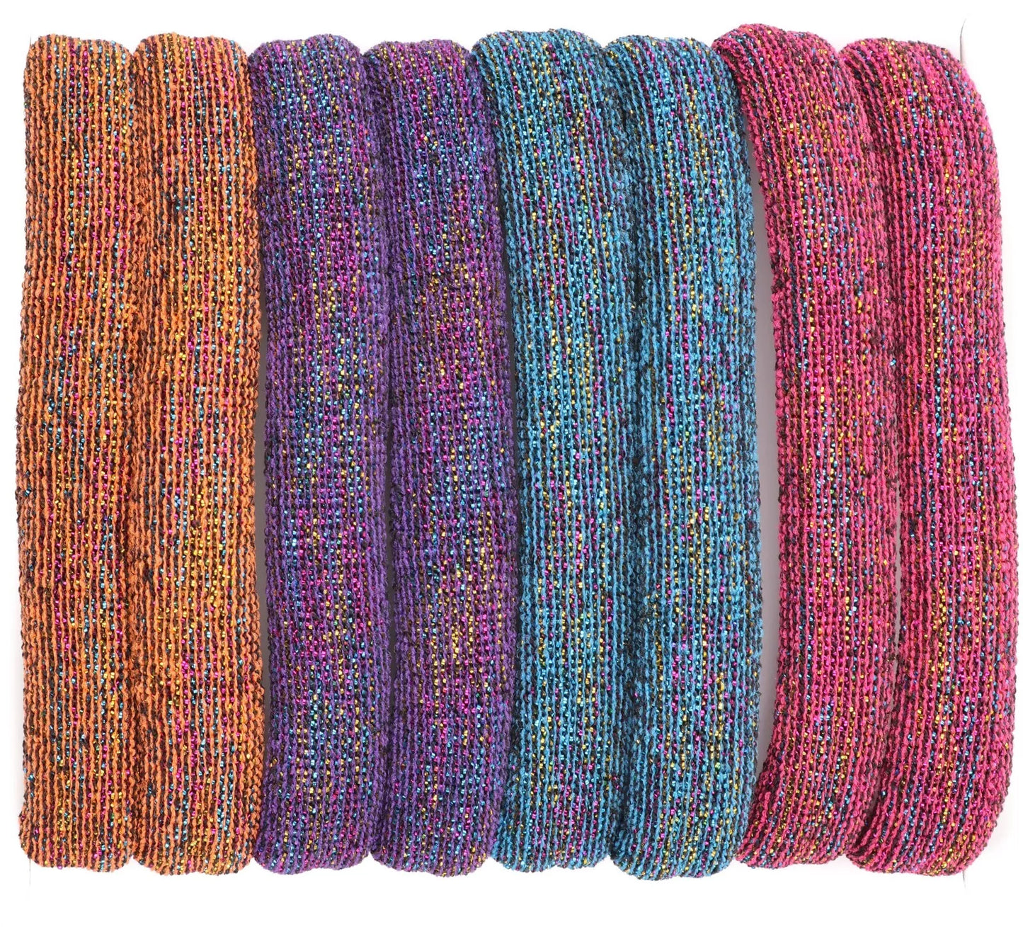 set of 8 glitter large jersey elastic