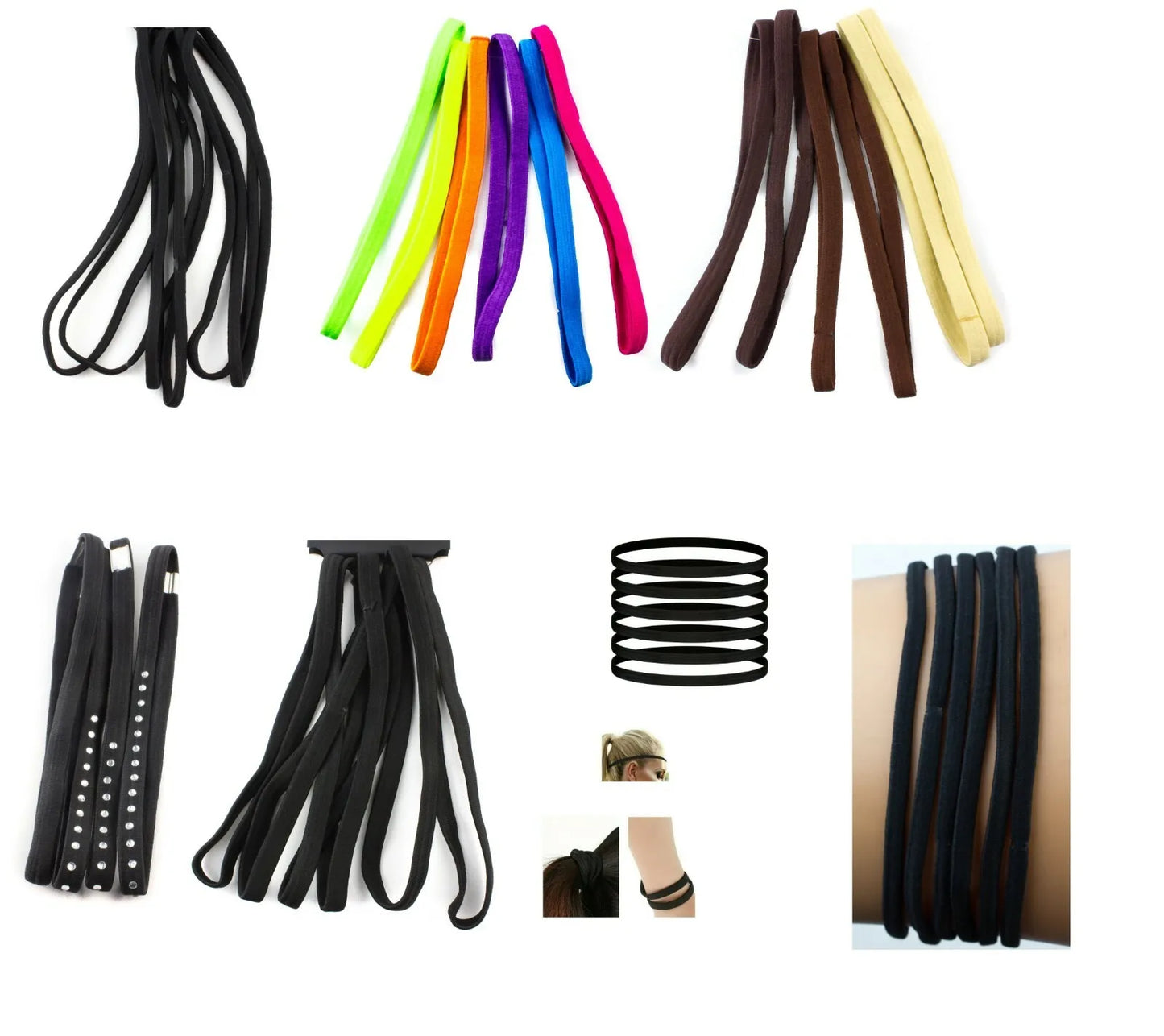 Pack of 6 unisex elastic bands 10mm (1cm)