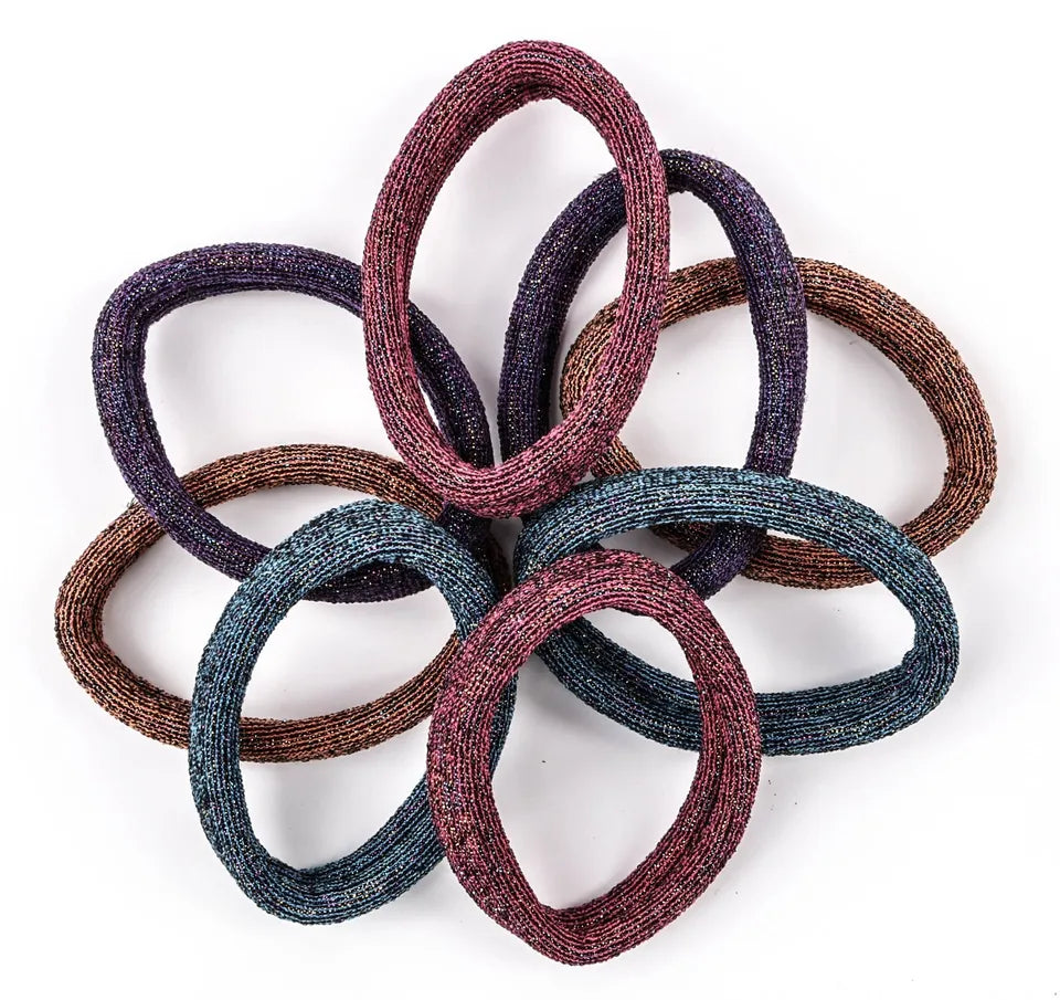 set of 8 glitter large jersey elastic