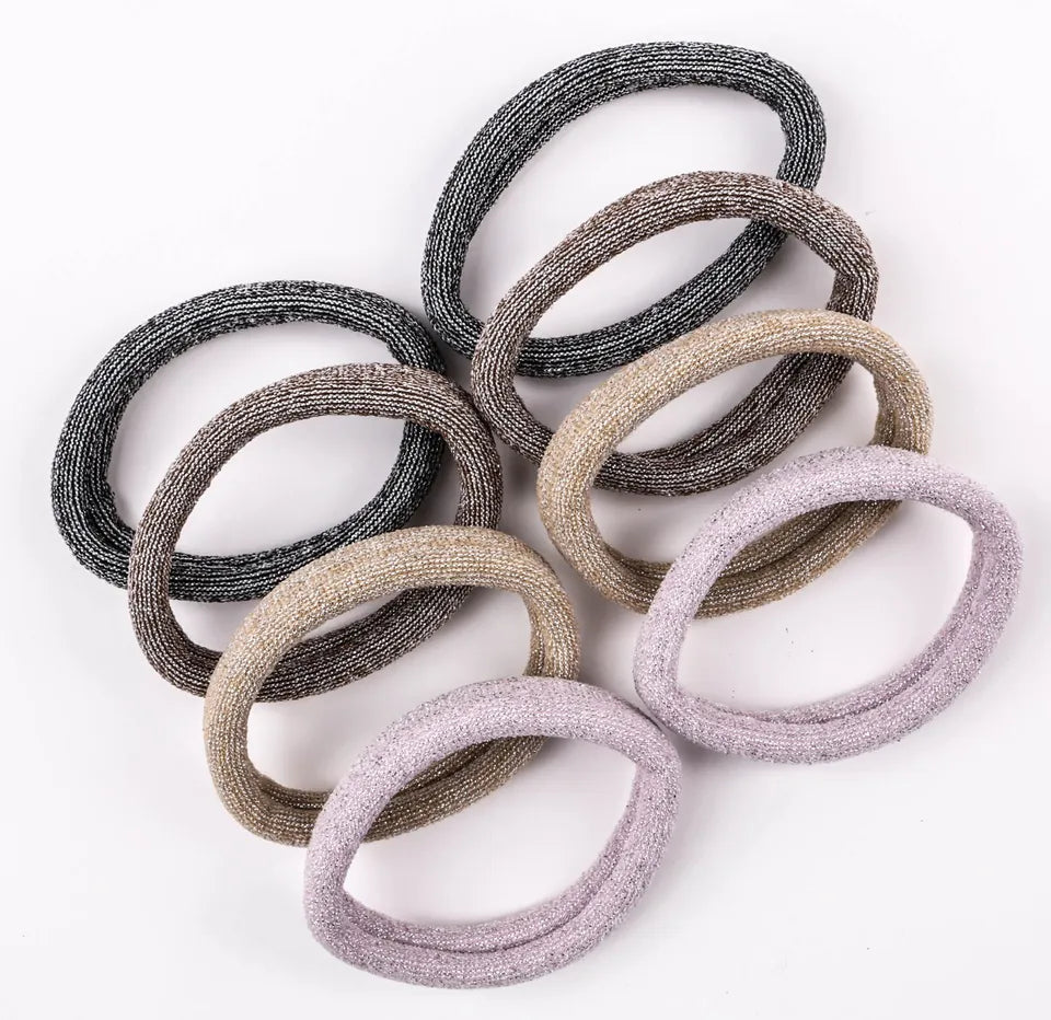 set of 8 glitter large jersey elastic