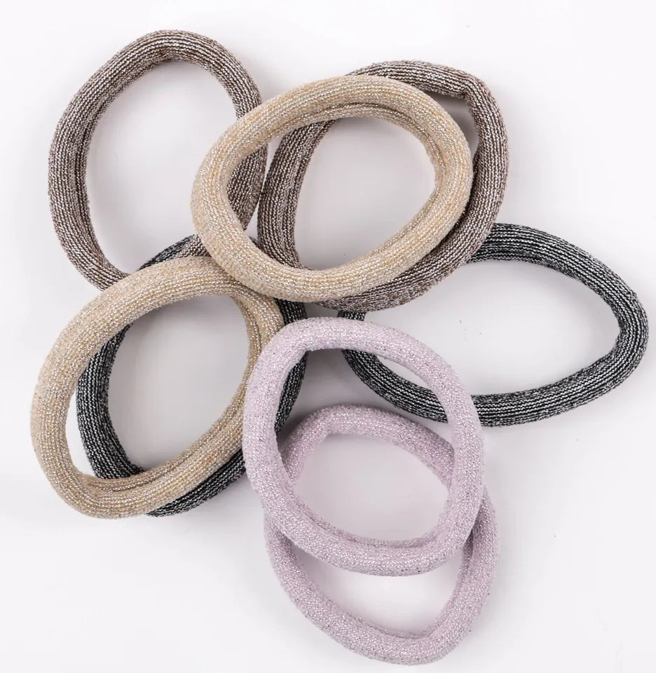 set of 8 glitter large jersey elastic