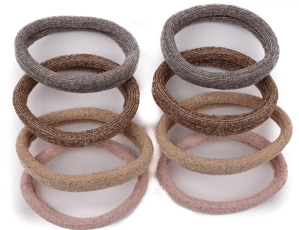 set of 8 glitter large jersey elastic