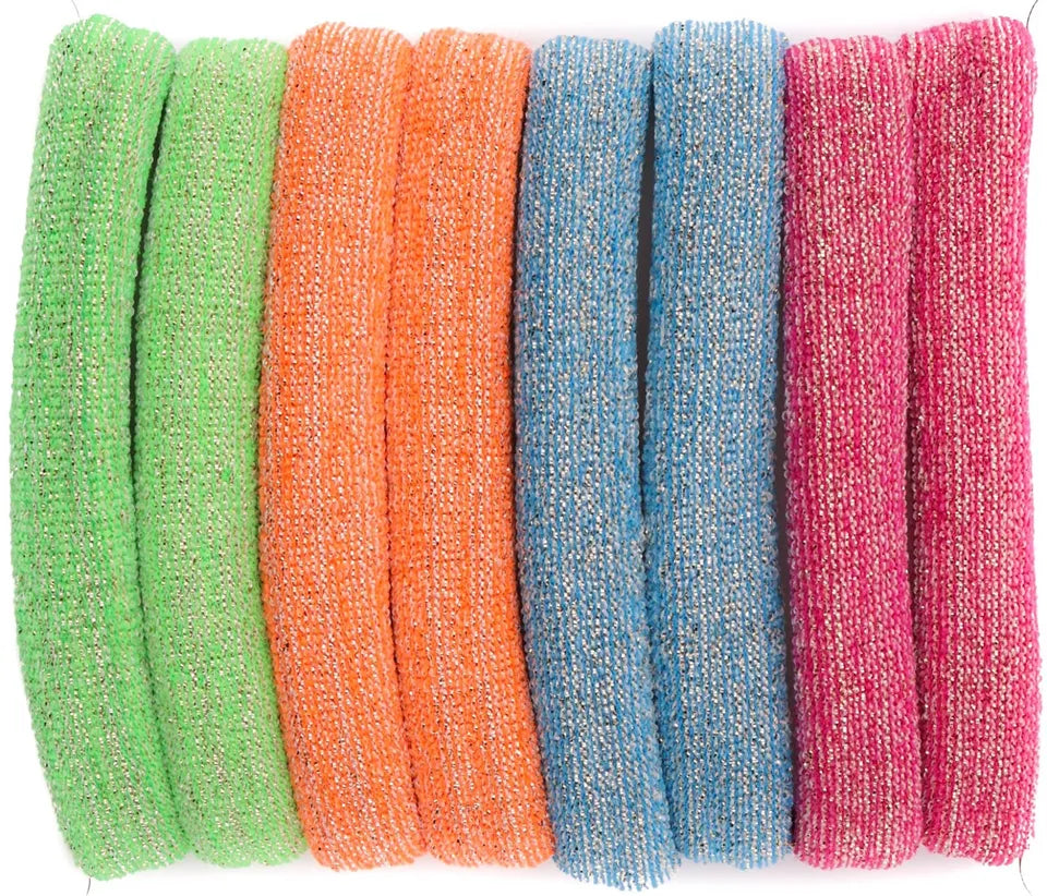 set of 8 glitter large jersey elastic