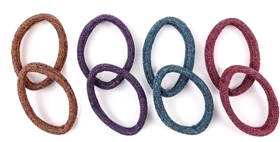 set of 8 glitter large jersey elastic