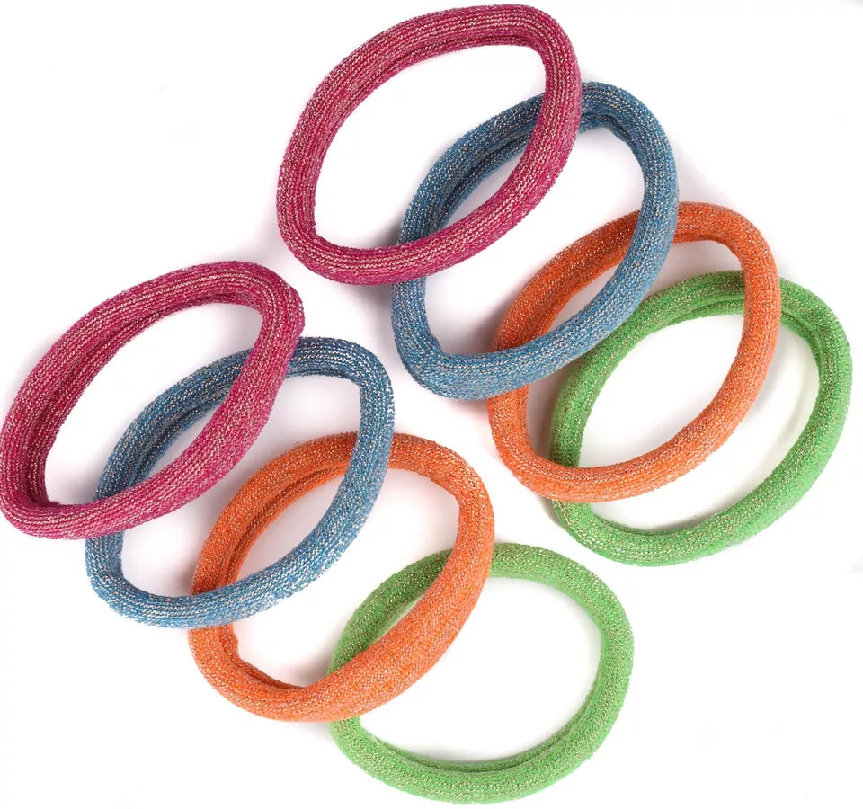 set of 8 glitter large jersey elastic