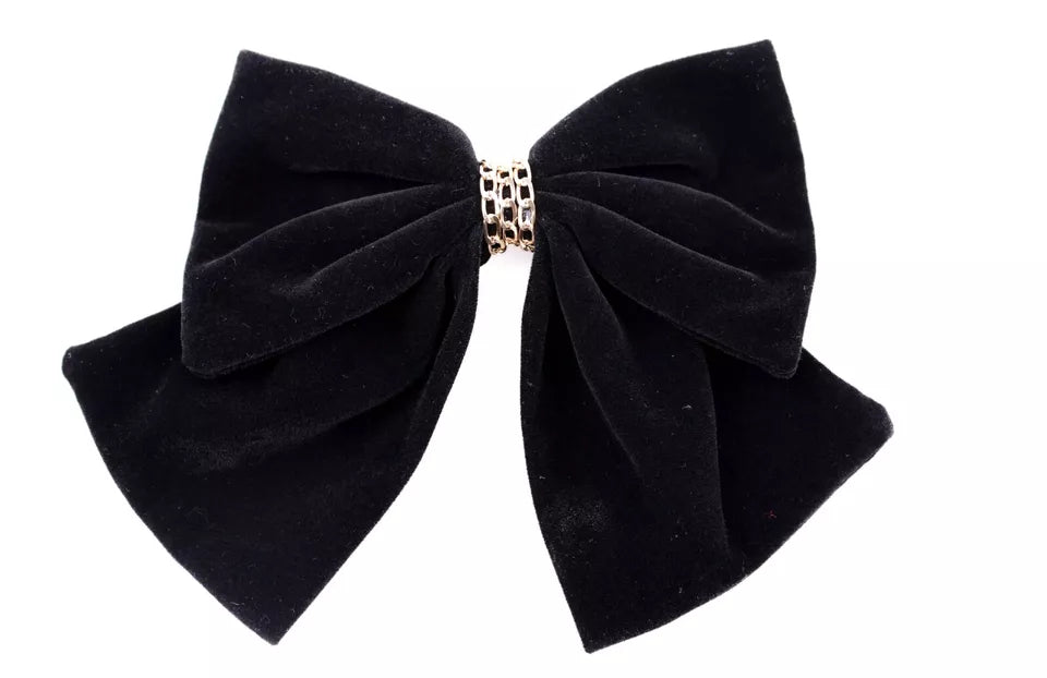 Large Velvet bowknot gold chain bow