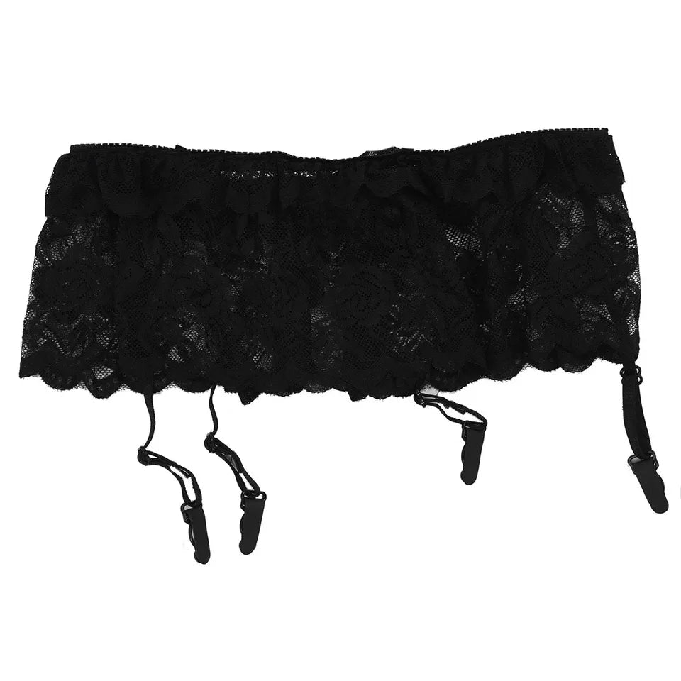 Soft and elegant wide lace suspender belt