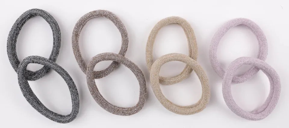 set of 8 glitter large jersey elastic