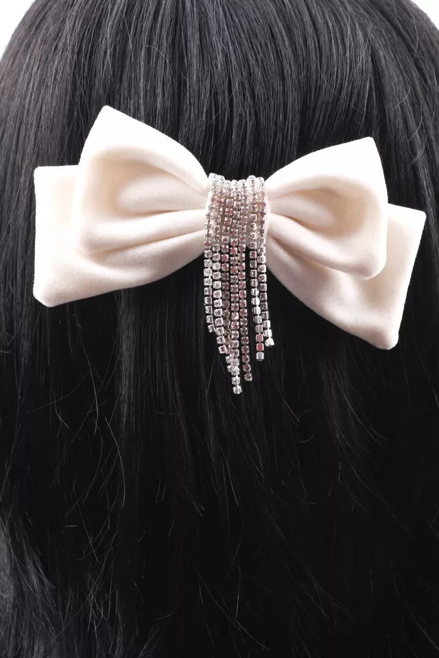 Double velvet bow knotted diamante chain