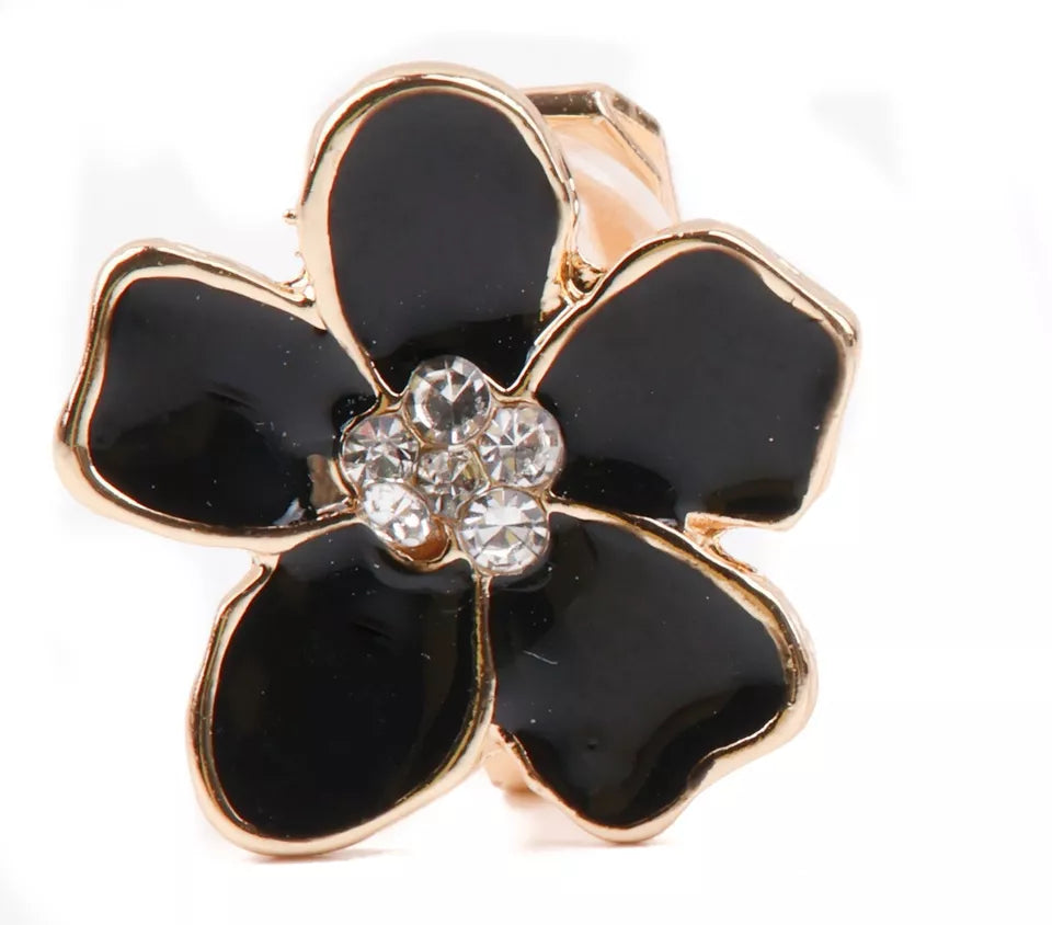 Small Crystal flower enamel stud earring