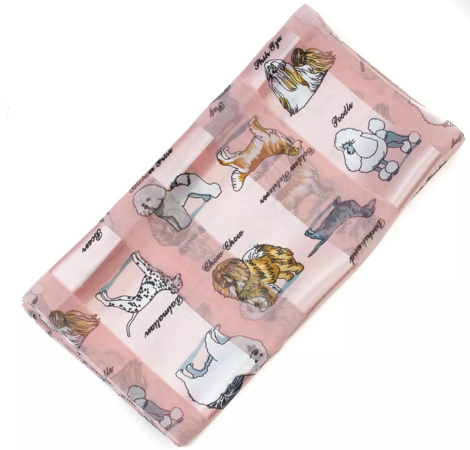 dog print striped scarf