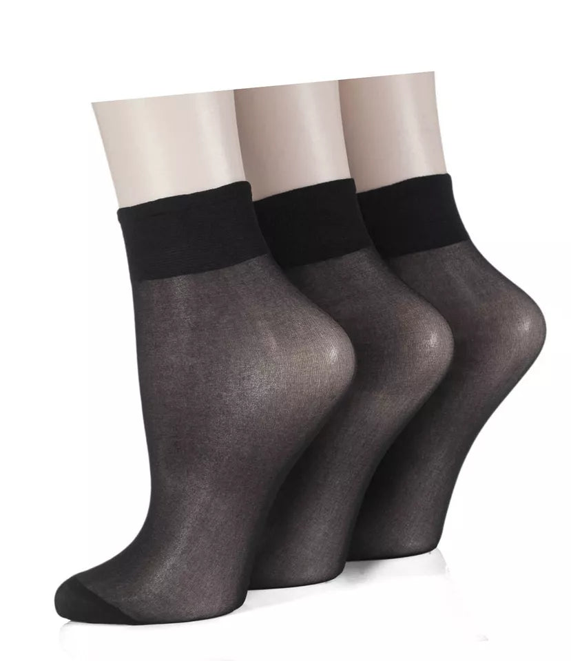 3 Pair soft sheer anklet socks