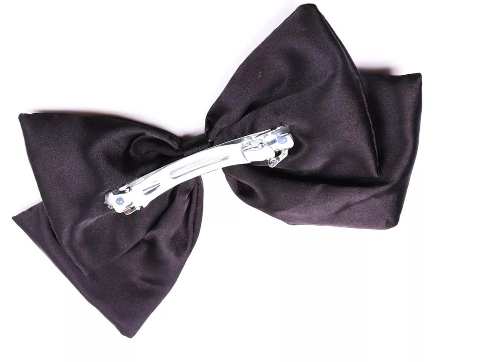 Silk satin plain Bow hair barrette