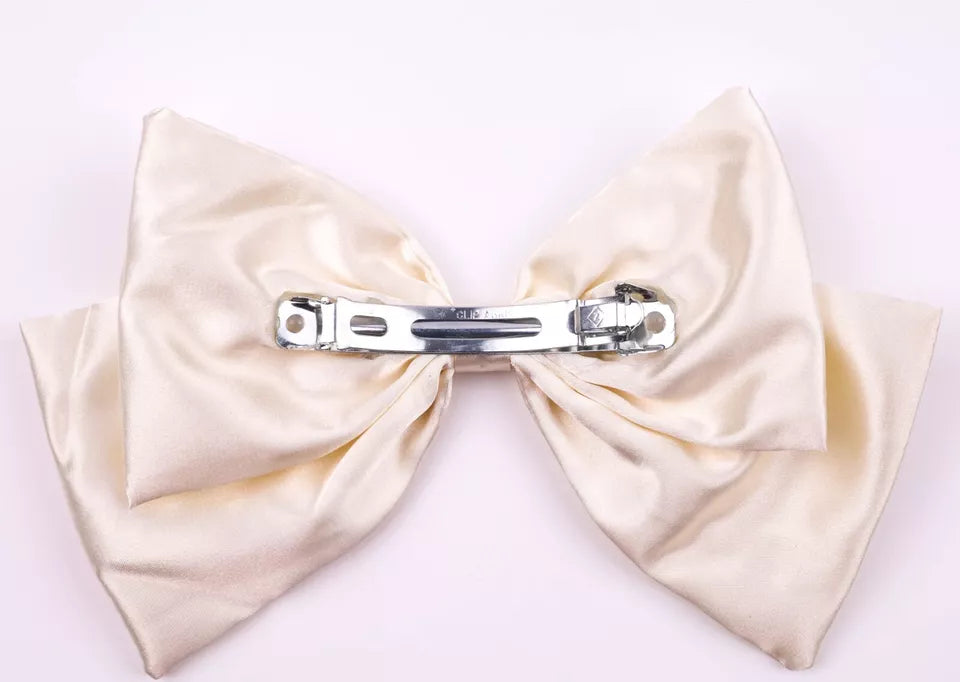 Silk satin plain Bow hair barrette
