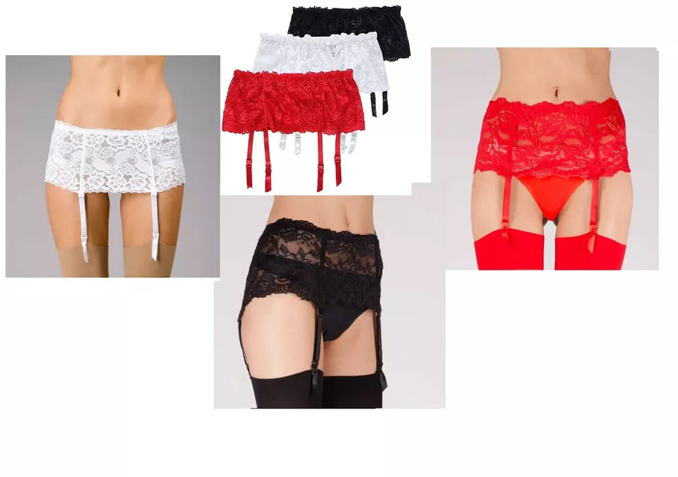 Soft and elegant wide lace suspender belt