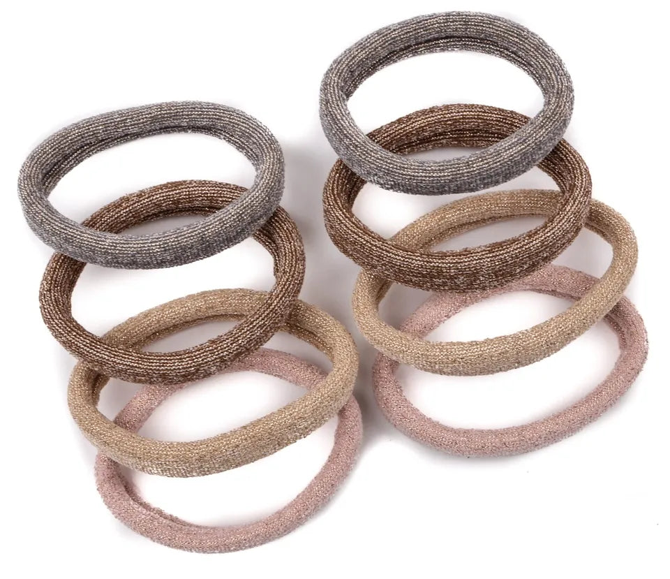 set of 8 glitter large jersey elastic