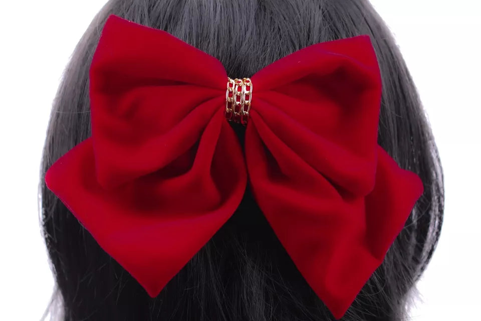 Large Velvet bowknot gold chain bow